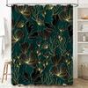 Luxurious Black Gold Ginkgo Leaf Shower Curtain Green Bathroom Decor, Waterproof Fabric for Home Bath Room X-Large Size (180x205