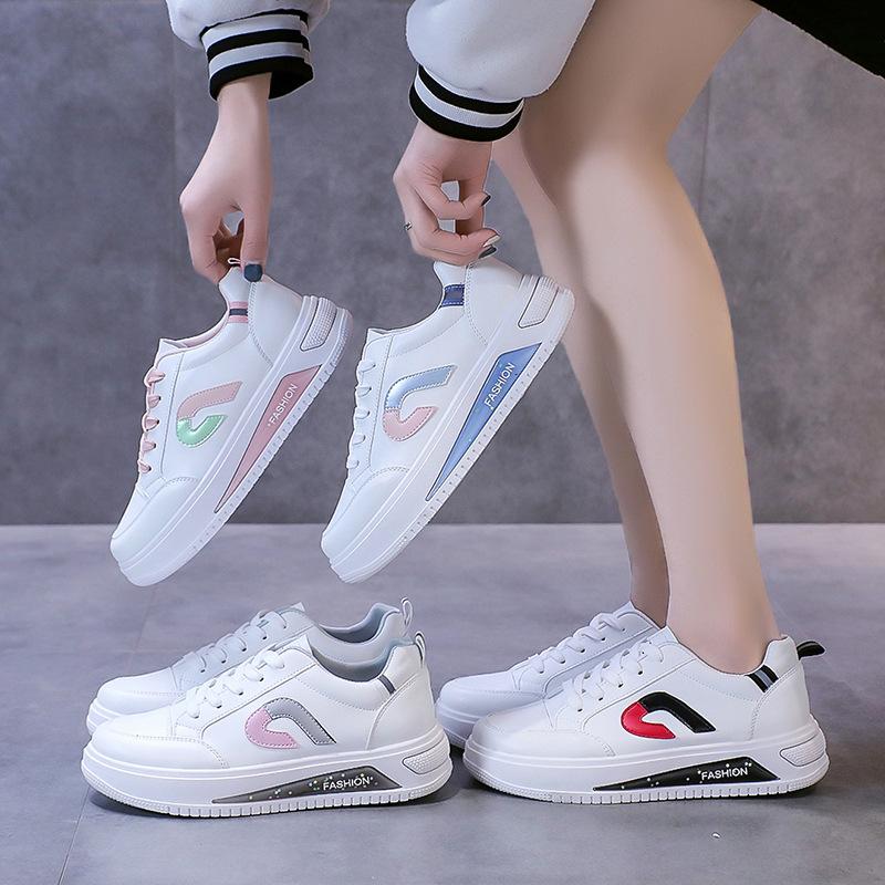 Soft Leather Little White Shoes Women's New Casual Lace-up Platform Sports Shoes Student Fashion Board Shoes Women