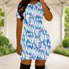 Women Plus Size Round Neck Short Sleeve Printed Fitted Mini Dress