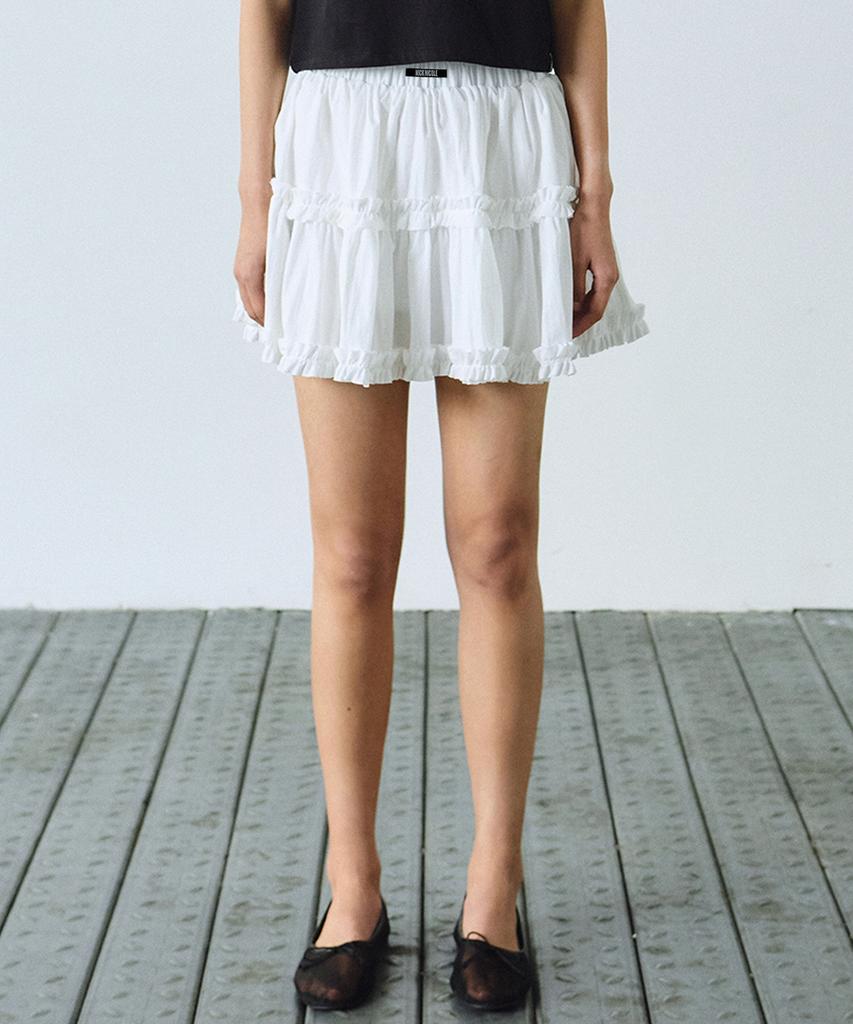 Nigaennikol Trendy Ruffle Mini Skirt_Ivory