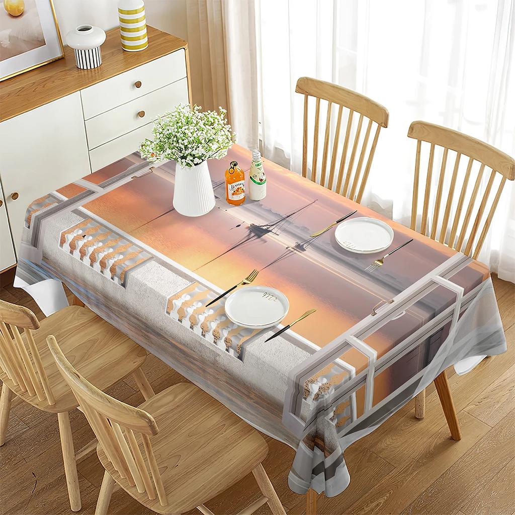 Scenery Outside The Window Tablecloth Beautiful Landscape Rectangular Table Cover for Coffee Table Dining Room Kitchen Decor