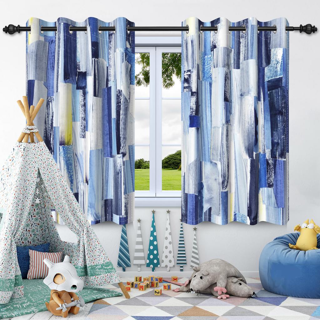 2 st Abstrakta Oljemålning Textur Fönstergardiner Sekretessavdelare Mörkläggningsgardin Lägenhet Sovrum Vardagsrum Mörkläggning