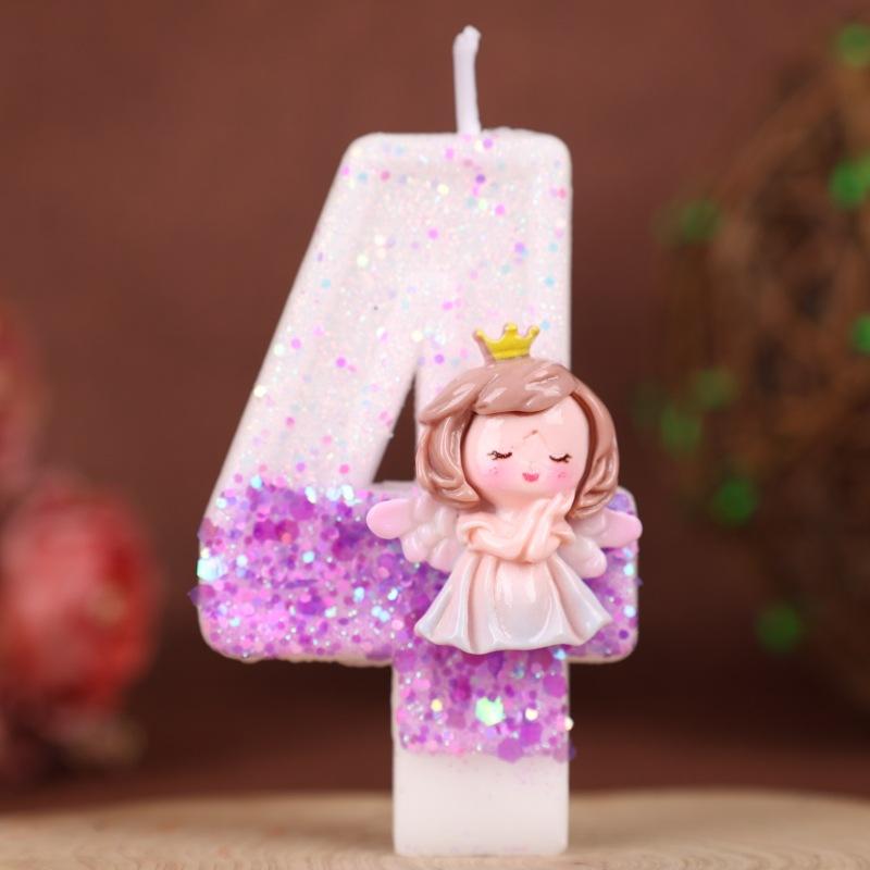 Creative Cake Digital Birthday Candle Purple Gradient Angel Girl Birthday Handmade Candle