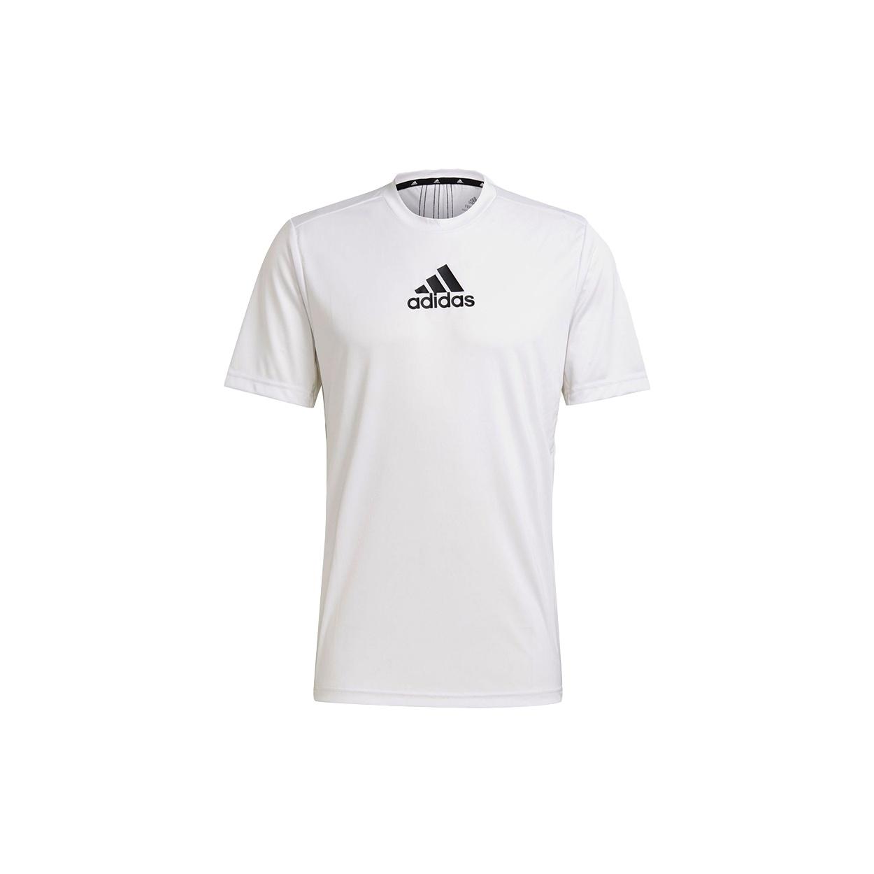 adidas Logo Printing Training Sports Round Neck Short Sleeve White Men s GM2135 XL