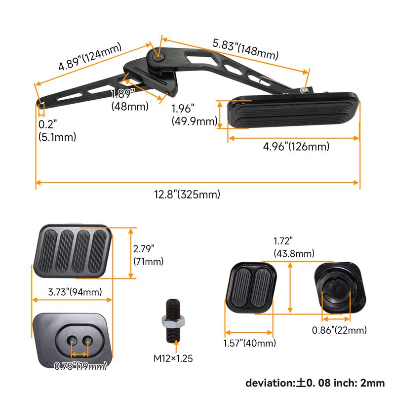 Aluminum Throttle Mount Gas Pedal w/Brake+Clutch Pad & 24"/36" Throttle Cable Bracket Spring Kit
