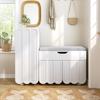 Modern 3-door shoe cabinet with drawer & seat cushion – White – Shoe cabinets and shoe benches