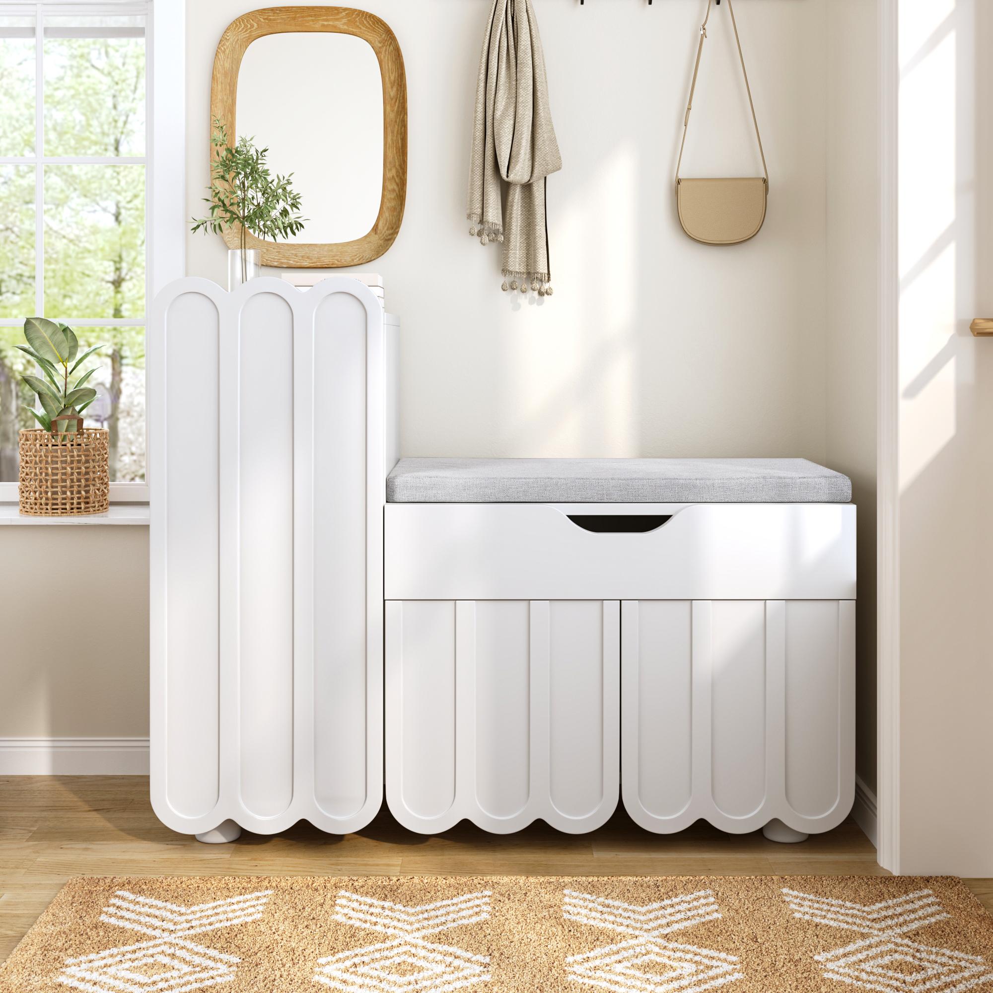 Modern 3-door shoe cabinet with drawer