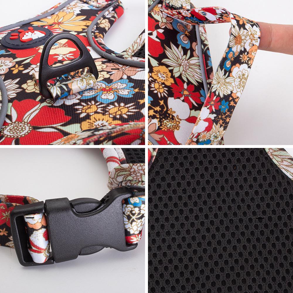 Módní tištěný postroj pro štěně a sada vodítka Reflexní prodyšné potřeby pro venčení domácích mazlíčků pro malé a střední psy