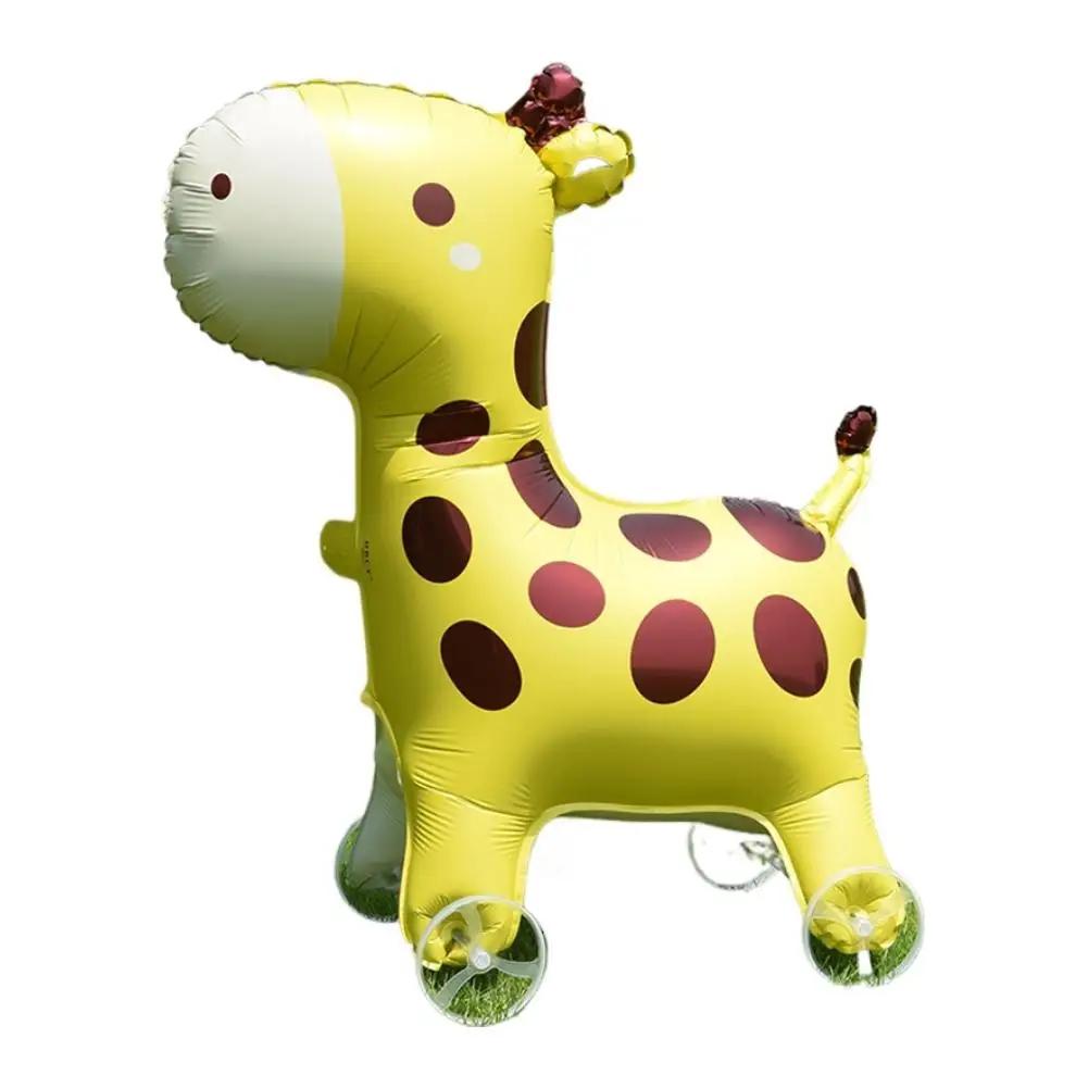 4D Dinosaur Dog Cat Standing Foil Balloons Animals Walking Balloon With Wheel for Kids Birthday Party Decoration Baby Showe B8E7