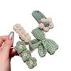 4Pcs Cute Knit Bb Hair Clips, Handmade Flower Border Clips,Bow Bang Clips For Kids,Suitable For Chrismas Festival Celebration