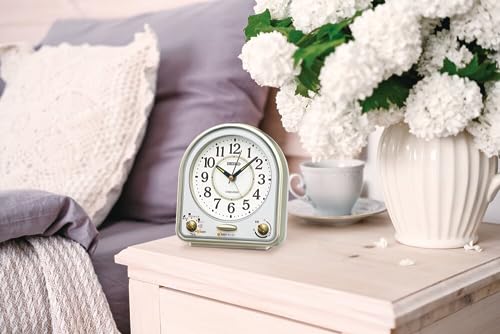 Seiko Clock Alarm Clock Table Clock Analog 31 Songs Melody Alarm Light Gold Pearl/Partial White Pearl 139 X 126 X 70mm QM750G