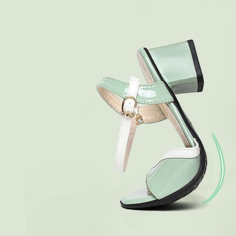 Women's Sandals Fashion Soft Leather High Heeled Sandals Summer Gentle Style Thick Heeled Women's Shoes