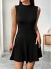 2026 European and American Style Sleeveless High Neck Slimming A-line Dress - Short, Fashionable, Versatile.
