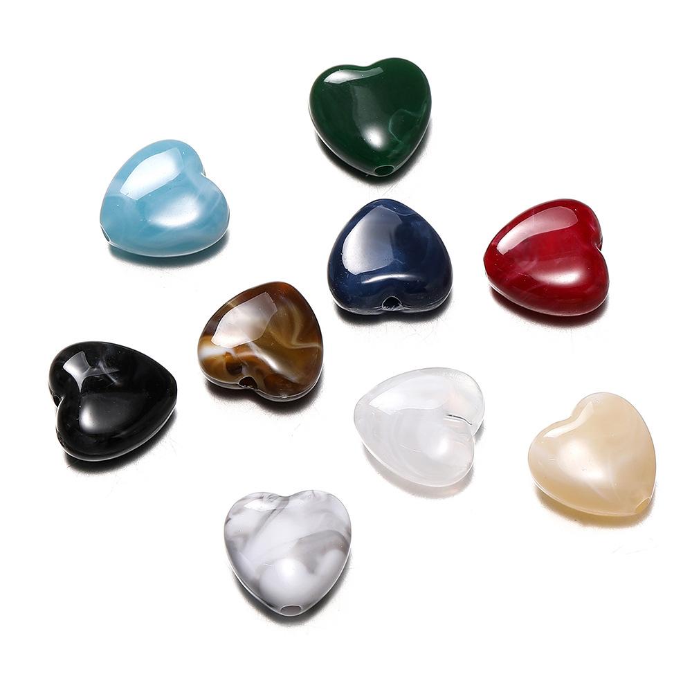 20pcs 14mm Heart Shape Sweet Acrylic Texture Plastic Loose Beads Jewelry Making DIY Crafts Findings Accessories Material