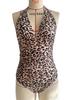 2025 Sexy Deep V European & American Print Tie-Up Halter Bikini Swimsuit