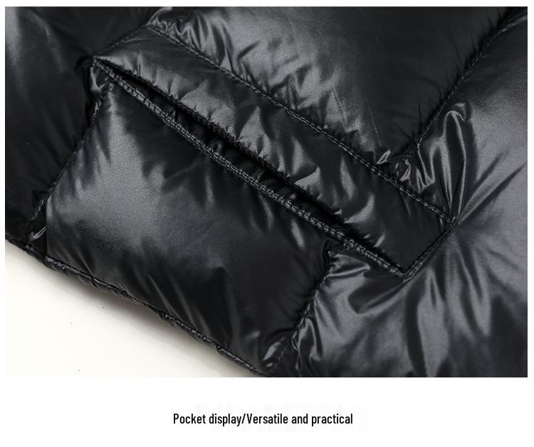 Men's and Women's Black and Gold Hooded Long Down Jacket - Thickened for Cold Protection