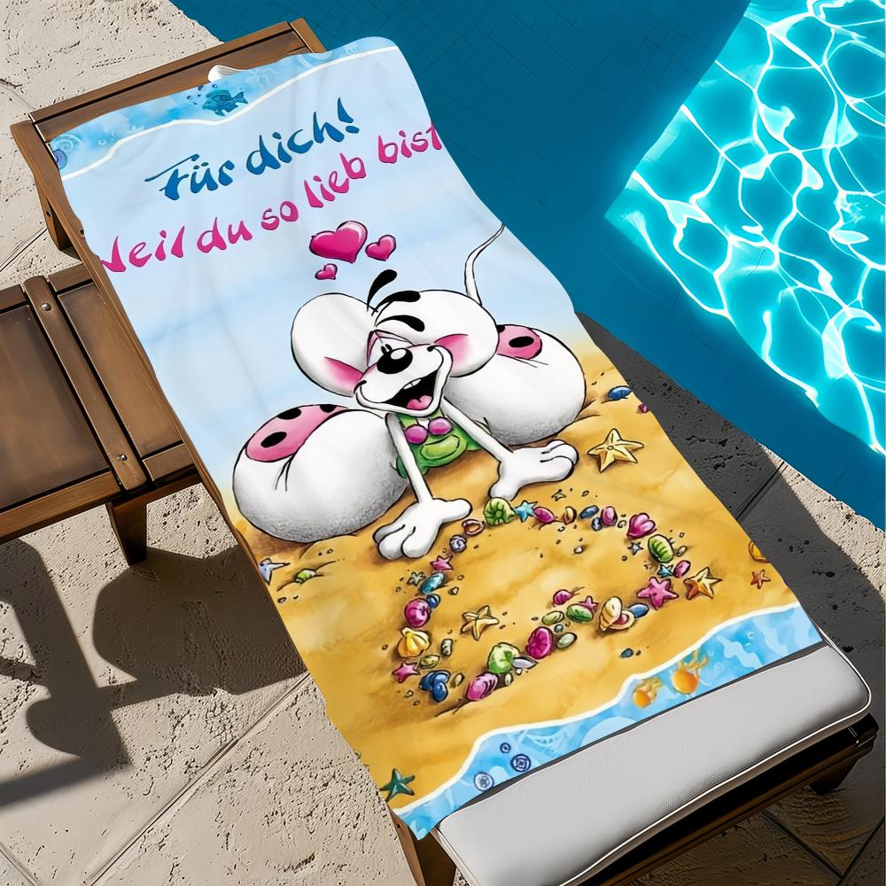 Character Cut D-diddl Towel Large Quick-Drying Microfiber Soft Beach Towel for Travel Fitness Sauna Bathing Camping