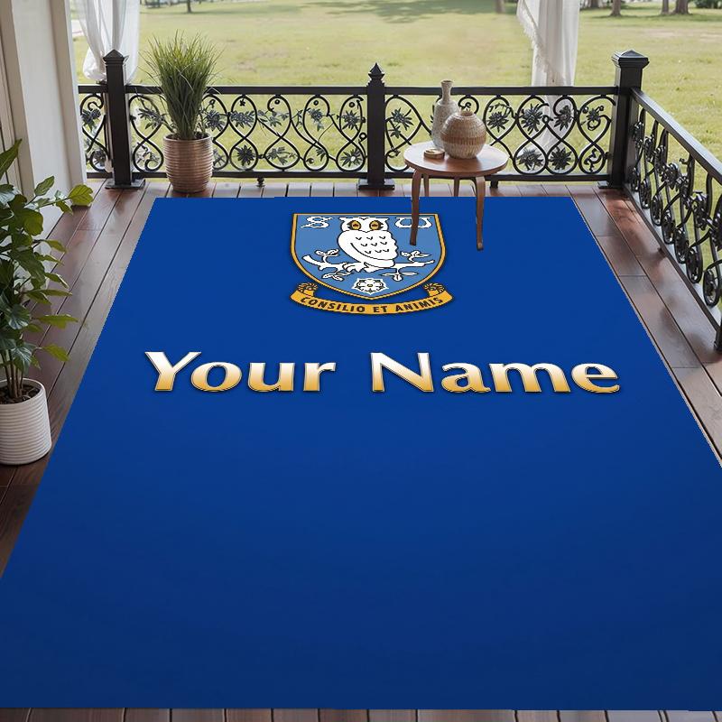 Custom Name Sheffield Wednesday Crystal Velvet Floor Rug Personalized Text Soft Carpet Home Decor