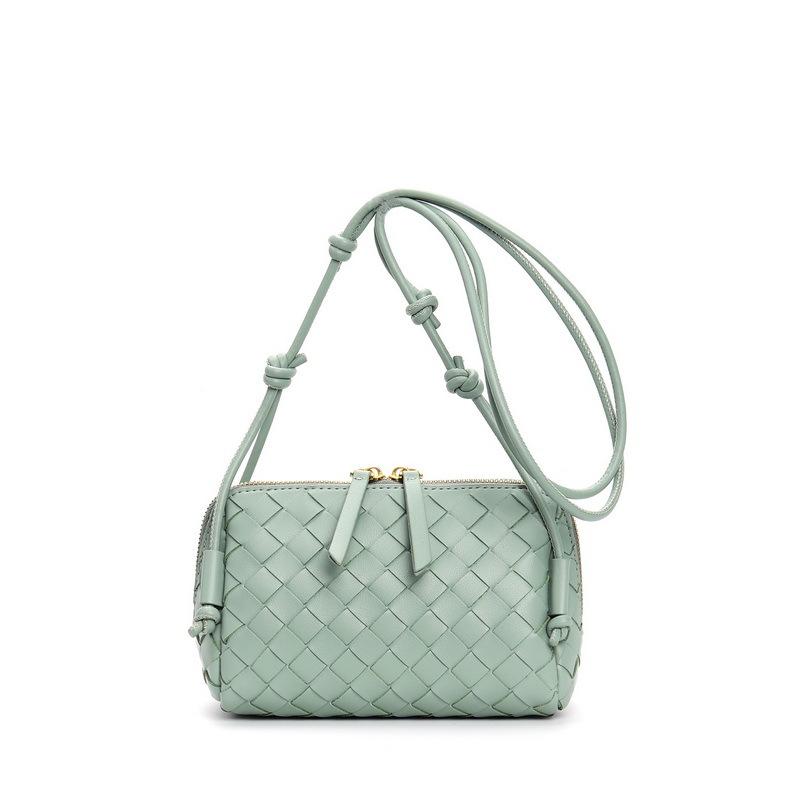 2026 Nuova Borsa da Donna in Vera Pelle Moda Intreccio Mini Borsa per Fotocamera Guscio a Cuscino Borsa Piccola a Spalla Singola Borsa a Tracolla Transfrontaliera