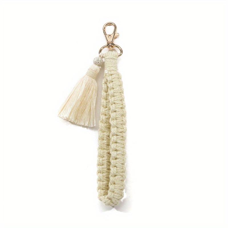 Boho Style Braided Keychain With Lobster Claw Cotton Cord Wristlet Lanyard Key Fob Strap For Women Accessory
