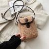 Fashion Mini Lamb Wool Small Square Bag Horn Toggle Button Design Portable Popular Plush Crossbody Bags Cute Mobile Phone Pack