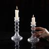 Vintage Glass Candle Holder Transparent Durable Roman Column Candlestick Romantic Thicken Simple Candles Stand Table Centerpiece