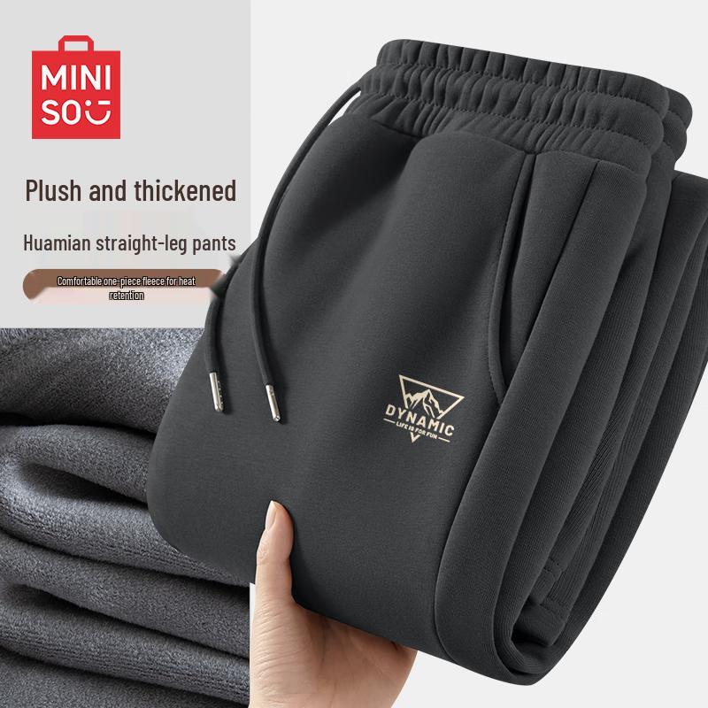 

MINISO Men s Winter Fleece-Lined Casual Pants 3XL