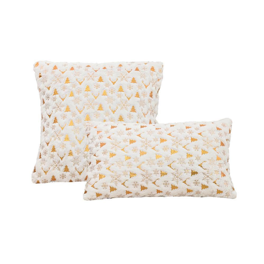 Рождественский плюшевый чехол для подушки с золотым тиснением для гостиной дивана кровати или эркера белый 969₽