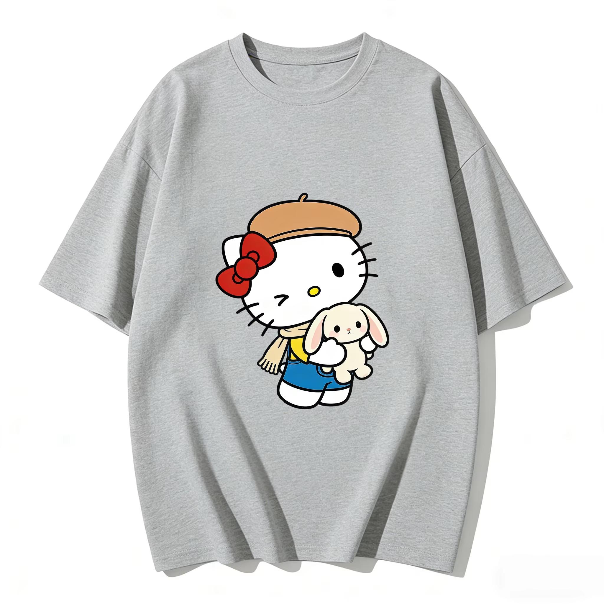 Summer 2026 Shirley Rabbit Cartoon Print ShortSleeved Cotton TShirt for Women 21st Century Style Top S