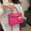 Simple Solid Color Women's Shoulder Bag, New Messenger Bag with Pendant, Women's High-end Handbag.