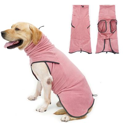 Fleece Dog Jacket for Medium Large Dogs Winter Warm Stretchy Pullover Pet Coat Adjustable Fitted High Collar Winter Pet Clothes