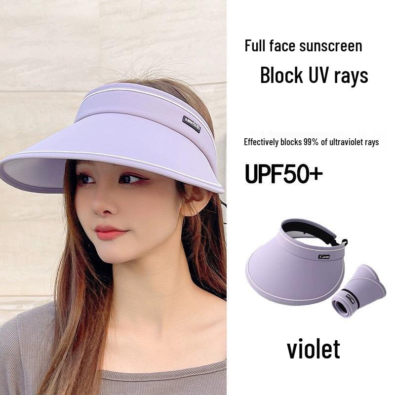 Women's UV Protection Summer Sun Hat, Open-Top with Large Brim, Foldable and Sunshade Design with Face Shield