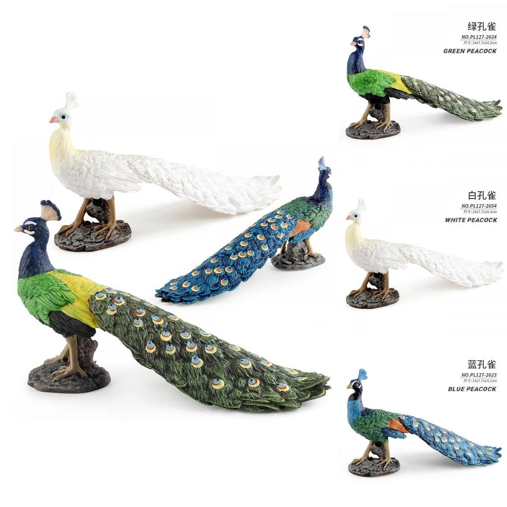 Modellino di pavone in PVC, statuetta di uccello, display decorativo di animali selvatici per casa e ufficio