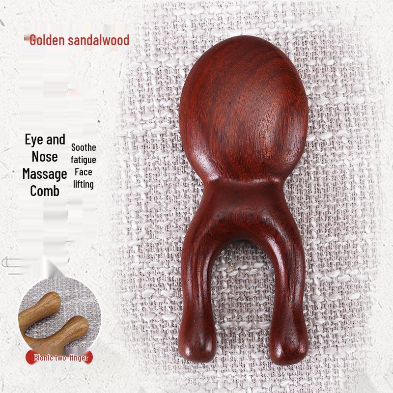 Golden Sandalwood Eye Nose Frog Meridian Massage Comb Frog - Golden Sandalwood
