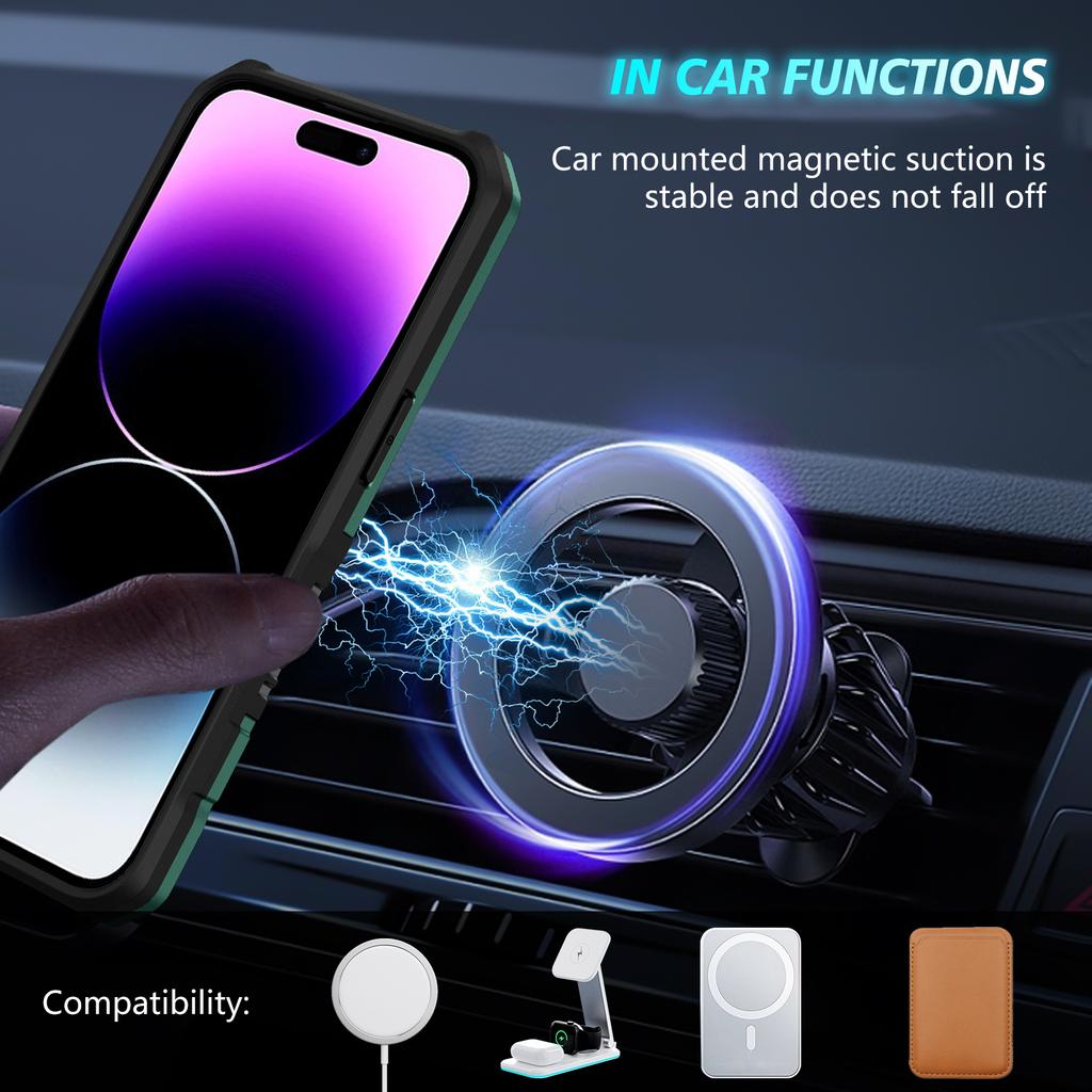 For iPhone 14 Pro Max Case Lens Protection Kickstand Magnetic Phone Cover