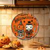 Wall Mounted Metal Decor Retro Halloween Sign, Round Decorative Vintage Festive Home Ornament Rustic Art for Living Room Party Decoration Durable Iron