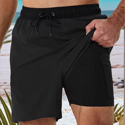 New Men's Beach Swim Shorts, Outdoor Loose Casual Five-point Shorts, Quick-dry Thin Fitness Shorts