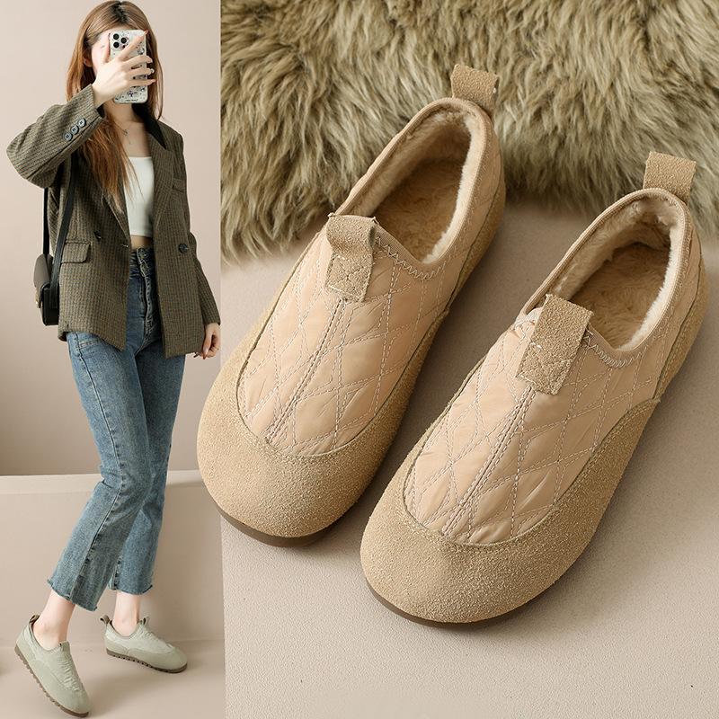 Winter new velvet warm women's shoes lazy casual cotton shoes women are not tired of feet mother