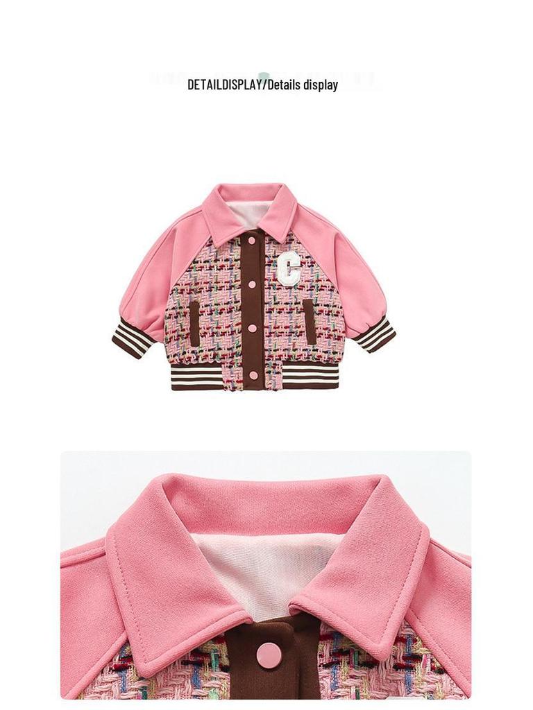 2025 Trendy Spring/Autumn Girls' Baseball Jacket - Stylish Fragrance Inspired Cool Outfit for Baby Girls