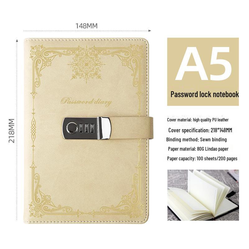 European Retro Canvas Lock Diary: Secure Password Notebook for Students