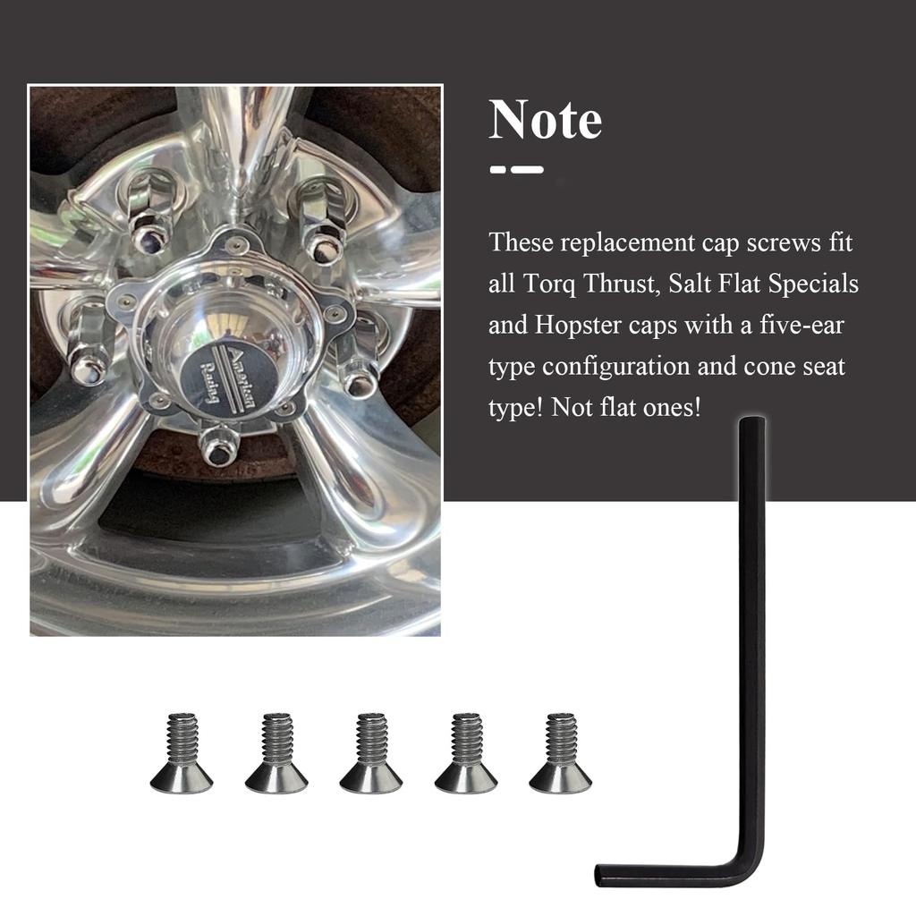 Ctuoptuo 970076 Center Cap Screw Allen Head & Allen Wrench for American Racing Torx Thrust (20)