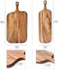 BILL.F Acacia Wood Cutting Board, Kitchen Cutting Board with Handle, Natural Material, Stylish, Camping, Home Cooking, 41*12*1.5cm
