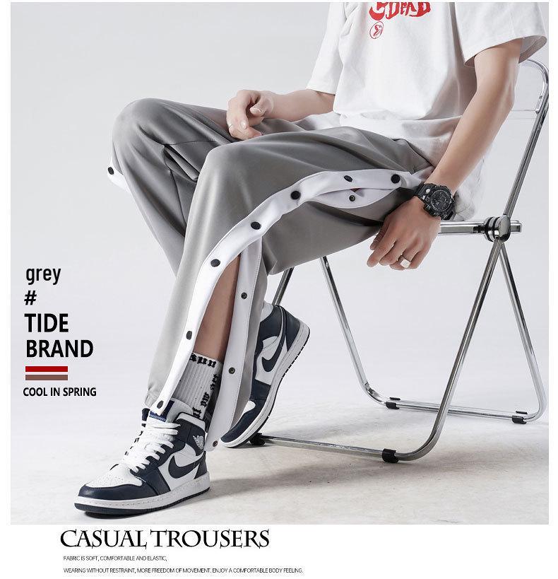 Pánské přeshraniční sportovní snap jogger kalhoty - Ležérní volný střih pro jaro a podzimní basketbalový trénink