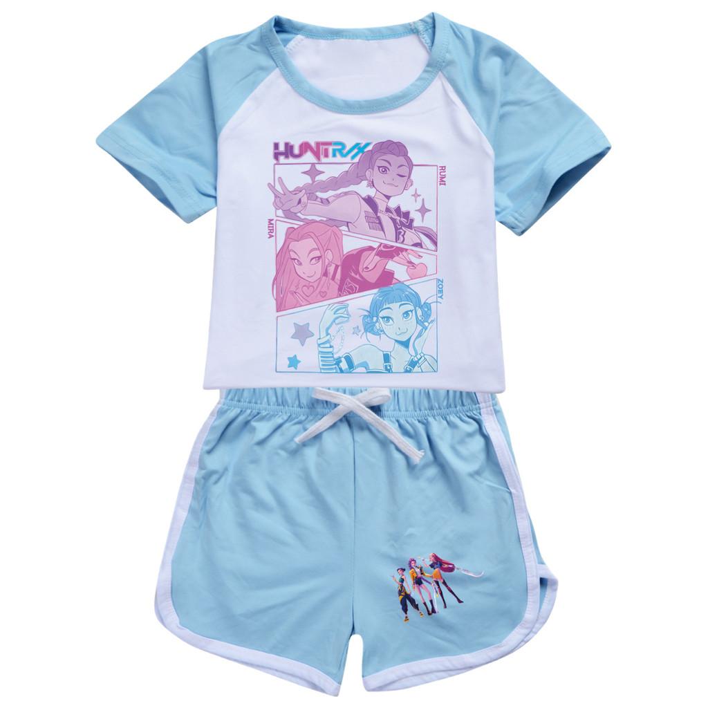 5104 Kinder Mädchen POP Rumi Zoey Mira Print T-Shirt Shorts Sport Trainingsanzug Kleidung Set
