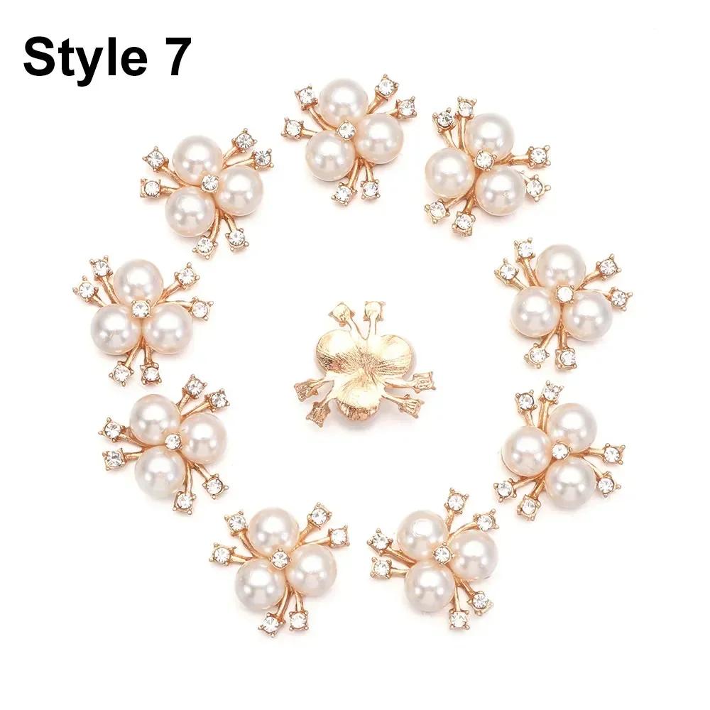 Boutons Strass Fleur 25 mm Bouton Perle Vêtements DIY Alliage Diamant Cryustal Accessoires Noeud Vêtement Décoratif Couture