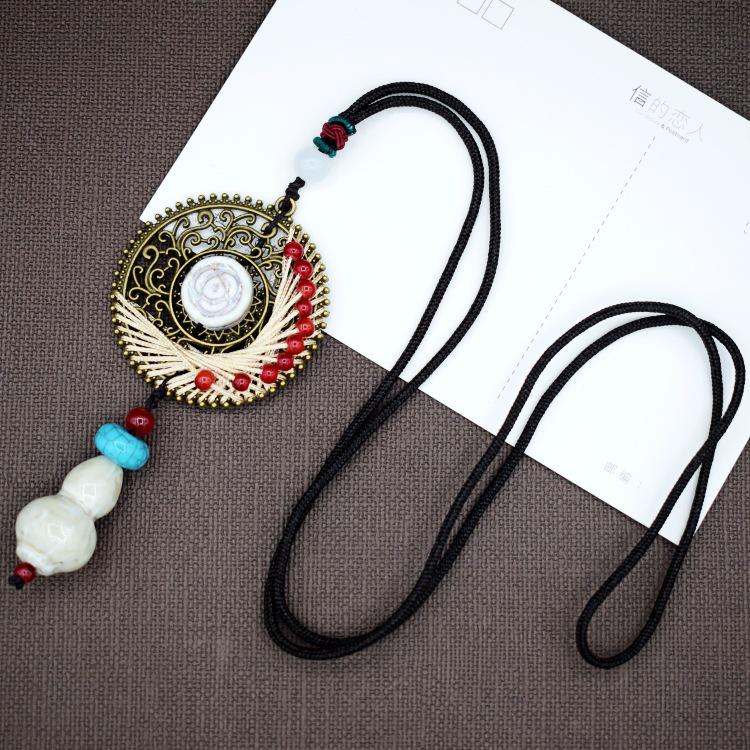 Керамическое тканое ожерелье в национальном стиле в стиле ретро, ​​женское ожерелье-свитер, аксессуары для одежды