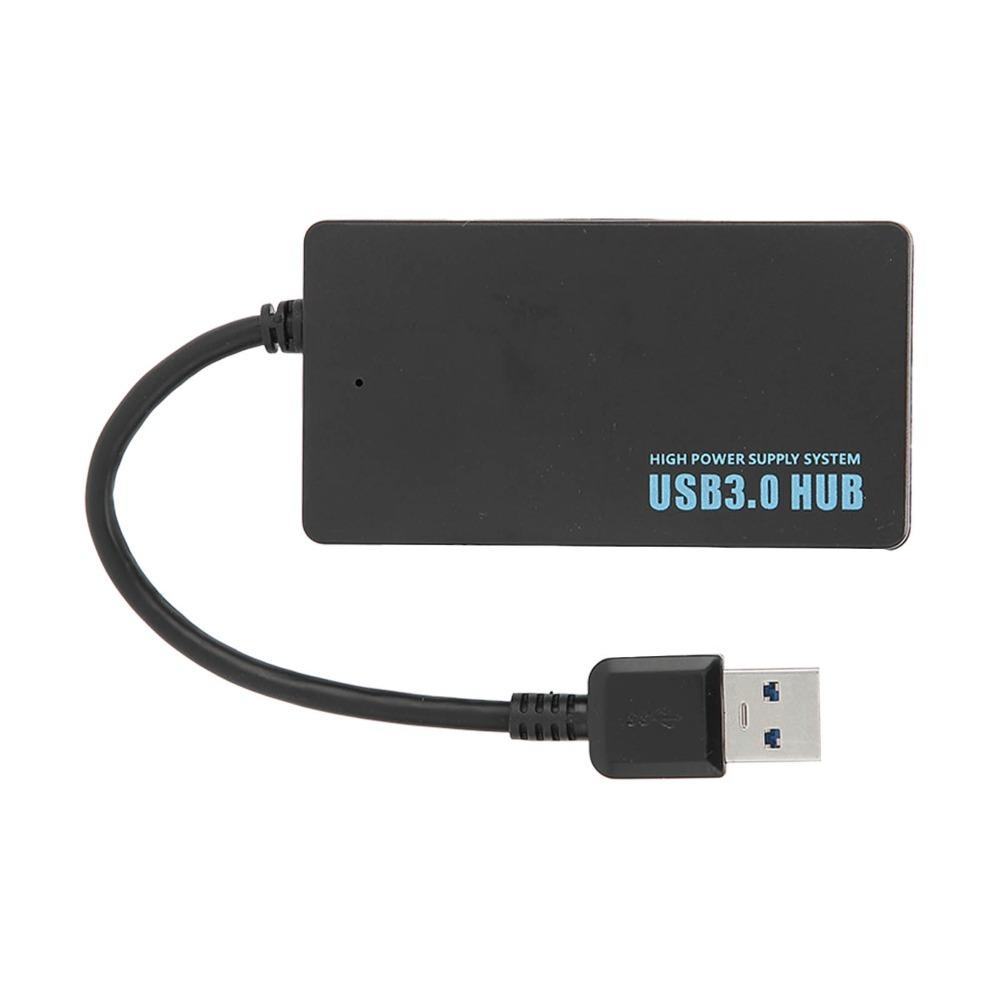 

Portable 4 Ports USB3.0 Hub 5Gbps High Speed USB Hub Plug and Play Black USB3.0 Splitter Multi-Device Charging