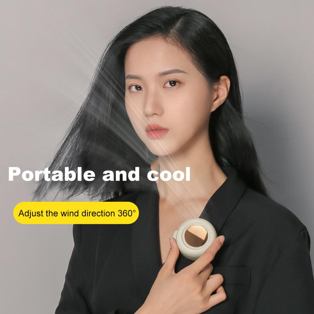USB Hanging Neck Fan Portable Mute Mini Clip Hanging Waist 360°Adjustable Electric Fan 900mah Leafless Fan 3 Speeds for Outdoor