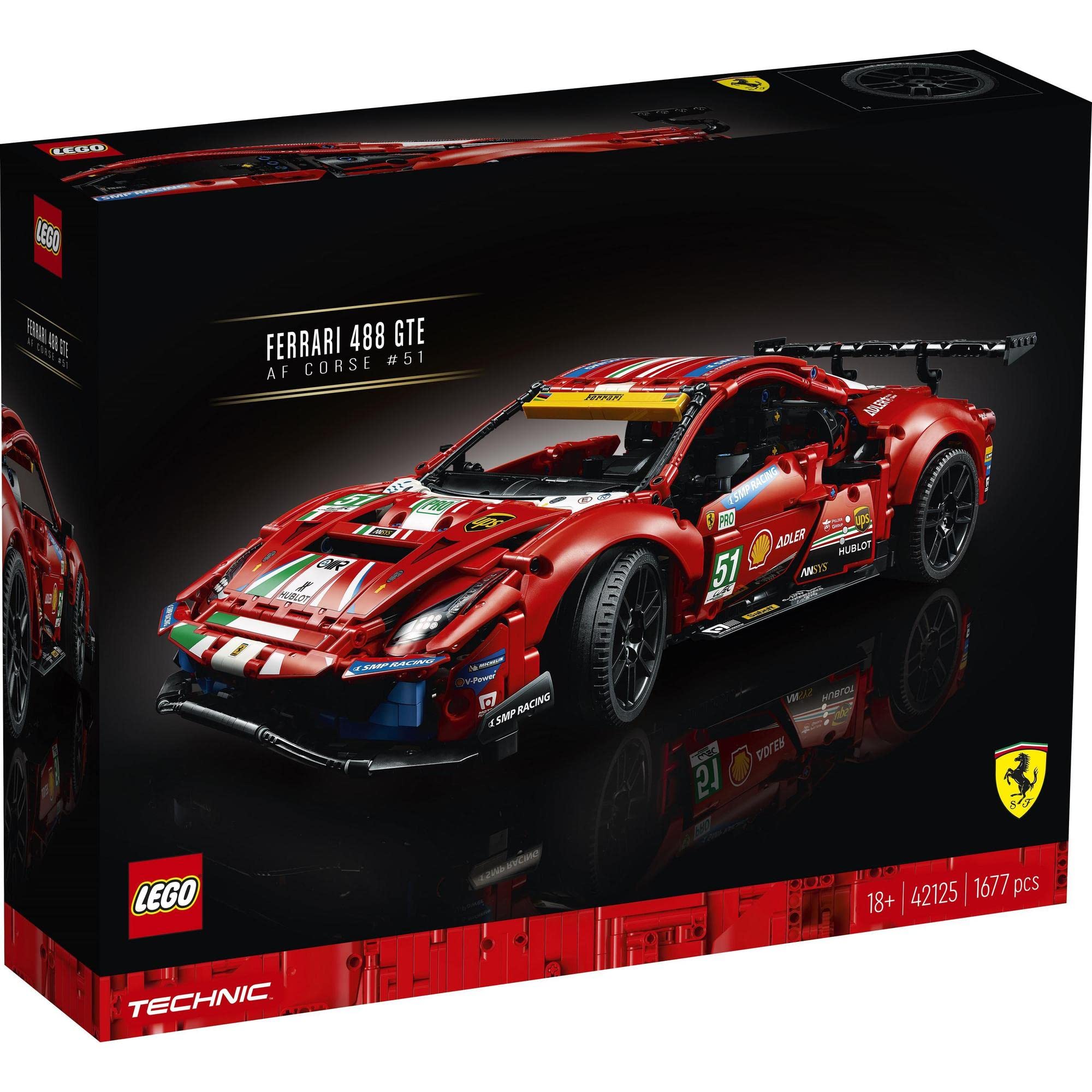 

LEGO Technic Ferrari 488 GTE AF Corse #51 42125 Игрушечные блоки, STEM Образовательный автомобиль, Для мальчиков и взрослых