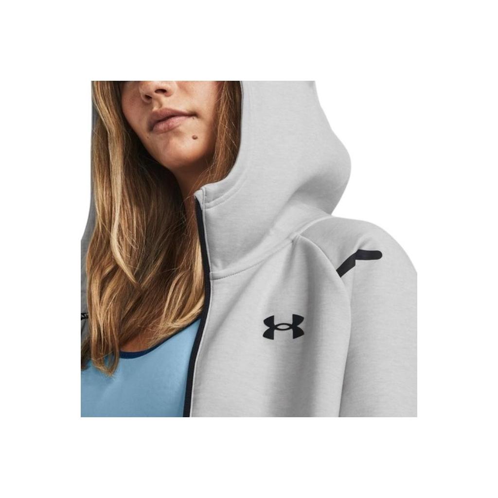 Under Armour Printed Hooded Fleece Zip-Up Sports Jacket Women Tops Gray 1379842-011
